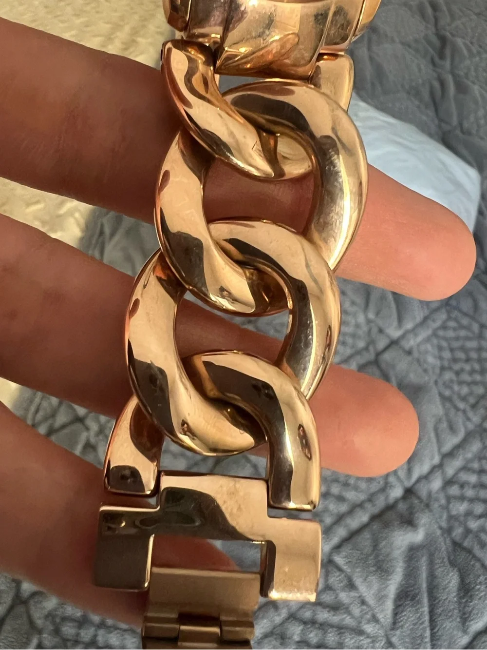 Michael Kors Rose Gold-Tone Crystal Bezel Chain-Link Watch
